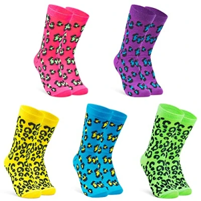 Imagen de CityComfort Transpirables Calcetines Pantorilla para Mujer, Regalos Divertidos (Multicolor de Leopardo)