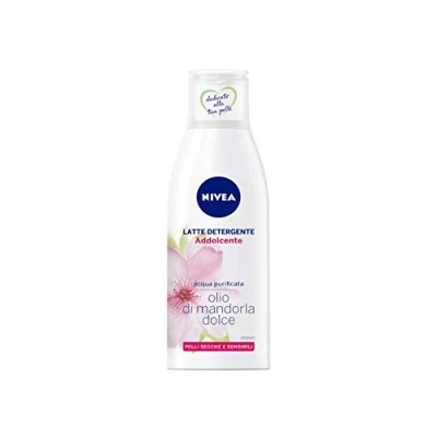Imagen de NIVEA leche desmaquillante Suavidad facial y ojos (1 x 200 ml), ojos, limpiador enriquecido con aceite de almendra natural e hidramina, cuidado hidratante para