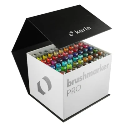 Imagen de Karin HQ0003 Mega Caja Brush Marcador Pro brushpens a base de agua Adecuado para pintar, dibujar y mano Lettering Multicolor