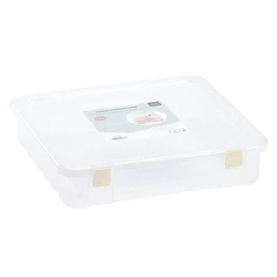Imagen de Vaessen Creative 1009 007 Caja de Almacenamiento para Papel Scrapbook, Fotos, Adornos y otros Suministros Manualidades, Organiza, Almacena Transporta, 35.6 x 37.5 8.6 cm, Transparente