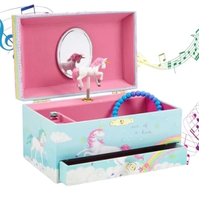 Imagen de Jewelkeeper Joyero Musical con Unicornio y Arco Iris, Equipado de un Cajón Extraíble Melodía The Beautiful Dreamer