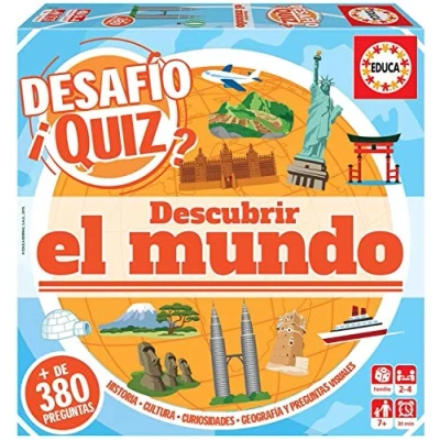 Imagen de Educa Juego de Mesa para 2 a 4 Jugadores Donde descubrirán el Mundo. Más 380 Preguntas y categorías Distintas Desafío Quiz. Recomendado Partir 7 años (18218)