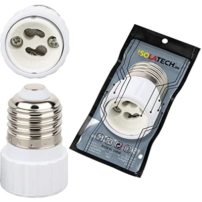 Imagen de ISOLATECH 1pc casquillo adaptador E27 para portalámparas GU10 LED convertidor bombillas de bajo consumo (max. 250V/2A) baño cocina base cerámica resistente al calor