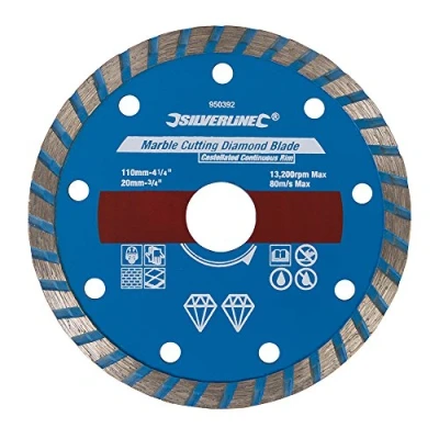 Imagen de Silverline Tools 950392 Disco para corte de mármol (110 x 2,7 20 mm, borde continuo acanalado)