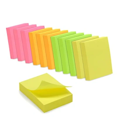 Imagen de WAYTEX 1200 Notas adhesivas reposicionables colores neón 12 bloques de 100 hojas 3,75 x 5 cm sentido vertical