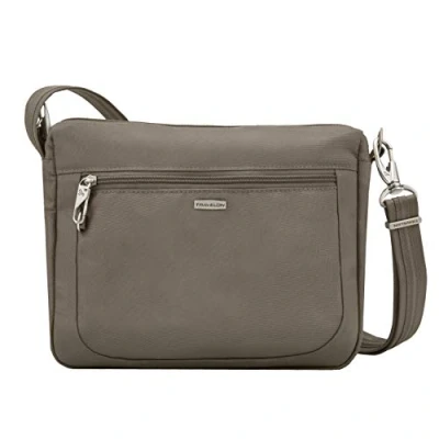 Imagen de Travelon Bolsa cruzada clásica antirrobo pequeña E/W, nuez moscada, 10.5 x 8.5 2.5 pulgadas