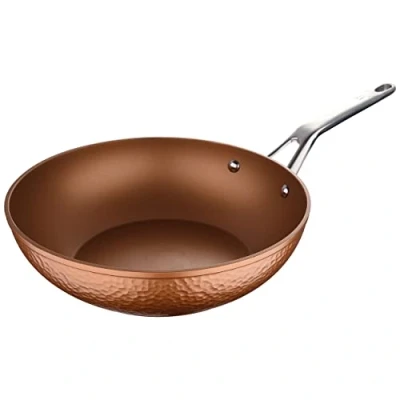 Imagen de San Ignacio Origen Wok de 28cm Aluminio Fundido A Presión Interior Quantanium Con Recubrimiento En Polvo Diamantado Punto Inducción Asa Soft Touch Negro