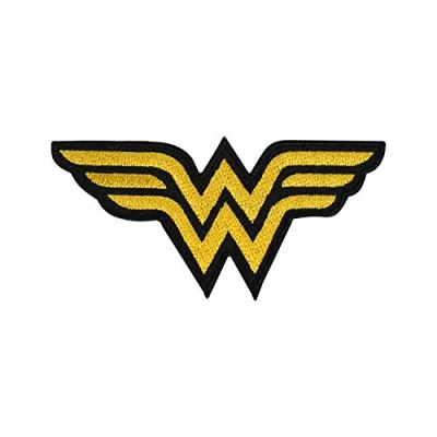 Imagen de LUQI Parche bordado con logotipo de Wonder Woman para planchar y coser en ropa, camisas, jeans, etc., 9,8 x 4,6 cm