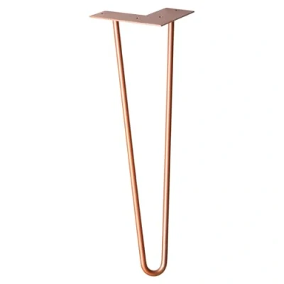 Imagen de Wagner Pata de Mueble/Pata Mesa Hairpin Leg Estilo Retro Acero Recubierto Polvo, Cobre, 12 x 40 cm, cónica/Inclinada, Placa atornillada integrada 12824401