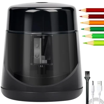 Imagen de Sacapuntas Eléctrico,Sacapuntas Eléctrico Profesional Recargable,Sacapuntas Recargable con Contenedor, para lápices de 7 12 mm,para la escuela en el hogar y oficina