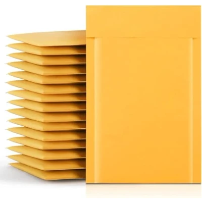 Imagen de Switory 50pc A5 15,3cmx26,9cm Kraft Bubble Mailers Sobres Acolchados Autoadhesivos para Embalaje de Oro
