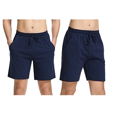 Imagen de Aseniza Pantalones Cortos Hombre 100% Algodon Pantalon Corto Pijama Elástico Verano a Cuadros Casa Pack 1&amp;18