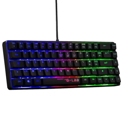 Imagen de The G Lab Keyz Hydrogen Teclado Gaming QWERTY Incluye Ñ para Juegos Semi mecanico Gamer 60%, retroiluminación Multicolor Mini silencioso, PC,PS4,PS5