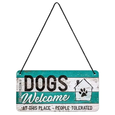 Imagen de Nostalgic Art Cartel Colgante Retro Dogs Welcome Idea de Regalo para los dueños Perros, metálico, Diseño Vintage decoración, 10 x 20 cm
