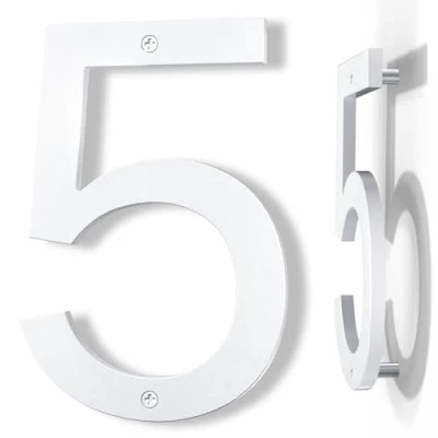 Imagen de Yafimea numeros para casa exterior moderno blanco, altura 20 cm, plástico ABS macizo, efecto 3D flotante (5)