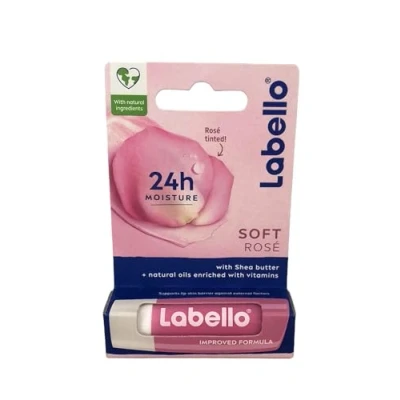Imagen de Labello bálsamo labial de color rosa suave 5,5 ml con extracto rosa, fondant aceites naturales y manteca karité, hidratante 24 horas pigmentos