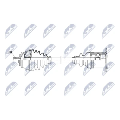 Imagen de NTY NPW AU 055 Árbol de transmisión Eje delantero, izquierda 604 para vehículos con ABS Automático, 6 vel.