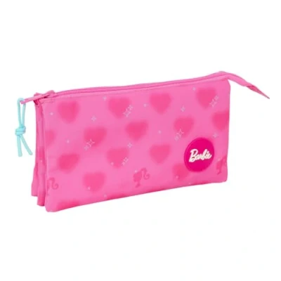 Imagen de Safta Barbie Corazones Portatodo Triple, Estuche Infantil, Niño, Ideal para Niños en Edad Escolar, Cómodo y Versátil, Calidad Resistencia, 22x3x12 cm
