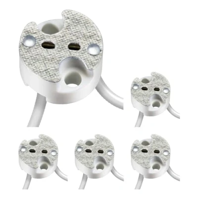 Imagen de ledscom.de 5 piezas Casquillo GU5.3/G4, cerámico, blanco, 12V AC, máx. 25W