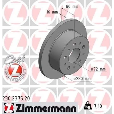 Imagen de Disco de freno ZIMMERMANN 230.2375.20