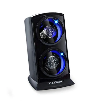 Imagen de KLARSTEIN St. Gallen Premium Caja Relojes automáticos, giratoria Reloj automático, 2 Relojes, 4 velocidades, Rotación bidireccional, Cojines Revestimiento Terciopelo, Watch Winder, Negro