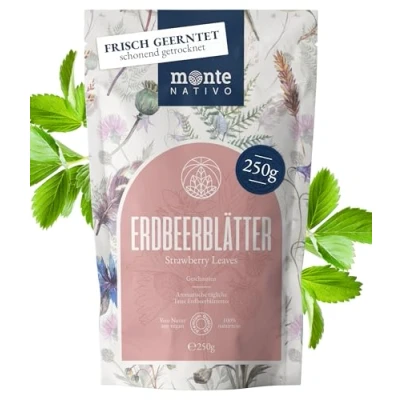 Imagen de Té de hojas fresa Monte Nativo (250g) suavemente secas Aromático y 100% puro natural en sueltas sin aditivos Infusión refrescante saludable
