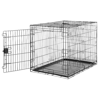 Imagen de Amazon Basics Jaula para Perro de alambre metálico, Duradero, Plegable, con bandeja, puerta única, 107 x 71 76 cm (L An Al), Negro