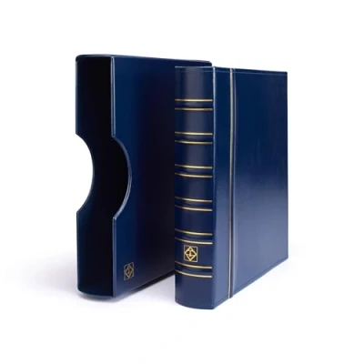 Imagen de Leuchtturm 301687 Álbum portamonedas Grande Carpeta de Anillas para autoedición en diseño clásico Incluye Funda Protectora Azul