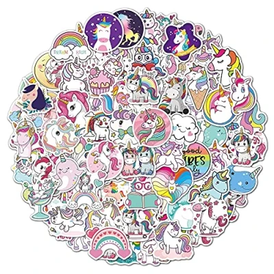 Imagen de Unicornio Pegatinas 100 Uds, Kawaii Graffiti Stickers para Infantiles Bicicleta Portátil Botellas de Agua