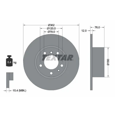Imagen de TEXTAR PRO 92042103 Disco de freno 302 12 05/07 120 macizo revestido sin perno sujeción rueda, buje rueda BMW: 5 Berlina, Touring