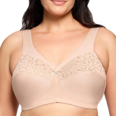 Imagen de Glamorise Cotton Support Bra Sujetador con Copa Completa, Beige (Café), 110J (Talla del Fabricante: 42J) para Mujer