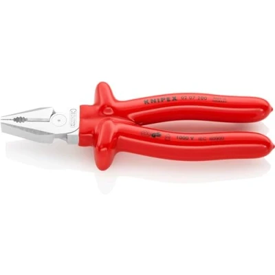 Imagen de Knipex Alicate universal de fuerza cromado, aislados por inmersión en plástico reforzado, según norma VDE 200 mm 02 07