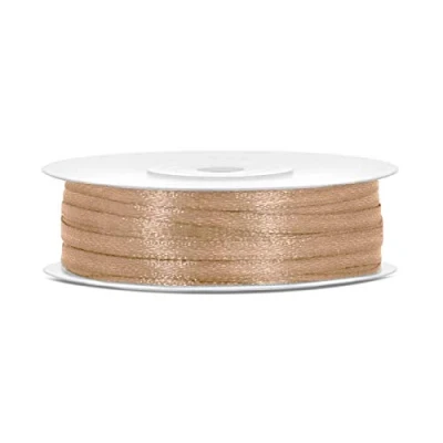 Imagen de Cinta de satén poliéster con lazo y embalaje regalo 6/12/25/38/50/100 mm x 25 m (Tamaño 3mm 50m Color Dorado)