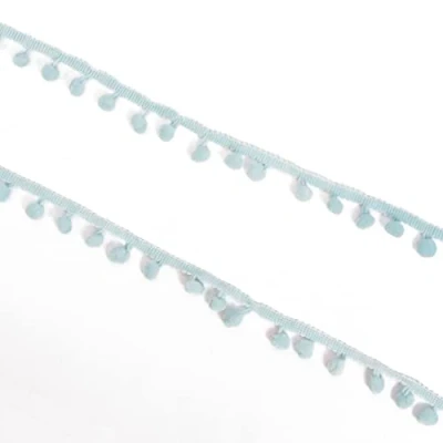 Imagen de Craftelier Cinta con Pompón para Decorar los Proyectos de Manualidades y Scrapbooking Fabricada en Poliéster Ancho 12 mm (0.47&quot;) Longitud 2 m (78.74&quot;) Color Azul Bebé