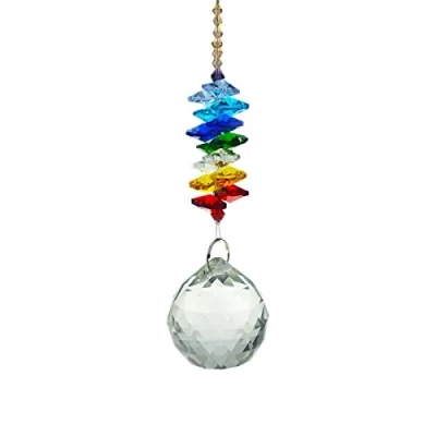 Imagen de Juanxian Feng Shui Colgante de bola cristal transparente (40 mm), diseño arcoíris