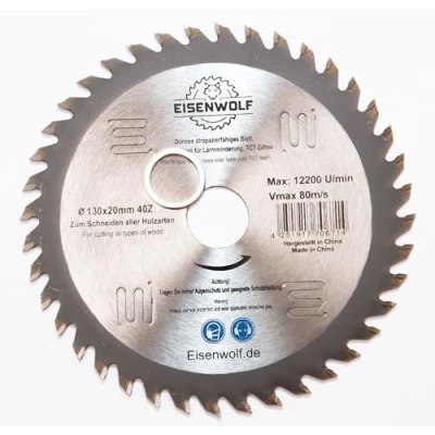 Imagen de Hoja de sierra circular 130 x 20 mm para madera con 40 dientes TCT inclinados y cortes láser reducción ruido