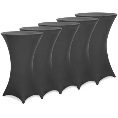 Imagen de Deuba 5 x Manteles elásticos para Mesa de pie Alta 80cm Lavable fácil Cuidado Antracita Eventos matrimonios