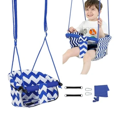 Imagen de Columpio Bebe, Columpios Jardin Exterior Infantil, Bebe para Interior (Cinturón de Seguridad), Hecho en la UE(Azul)