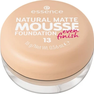 Imagen de Esence Natural Matte Mousse Foundation, n.º 13, nude, mate, vegano, sin aceite, perfume, alcohol, 1 unidad (15 g)