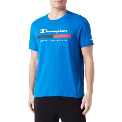 Imagen de Champion Legacy Graphic Shop Authentic Athleticwear S/S Crewneck Camiseta, Azul Oscuro, M Hombres