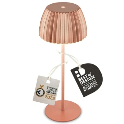 Imagen de Briloner Lámpara de mesa LED recargable Brilo unplugged Riffle, color cobre