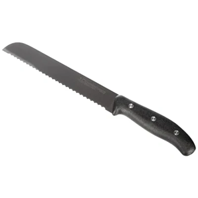 Imagen de 3 Claveles Cuchillo Cocina para Pan, Línea DOMVS, Acero Inoxidable, Mango Polipropileno Negro (20cm 8&quot;)