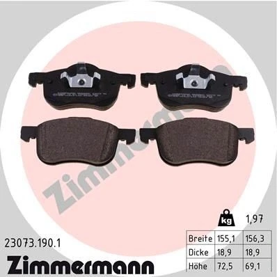 Imagen de ZIMMERMANN 23073.190.1 Juego de pastillas freno Foto correspondiente a la entrega VOLVO: S60 I, XC70 I Cross Country, S80