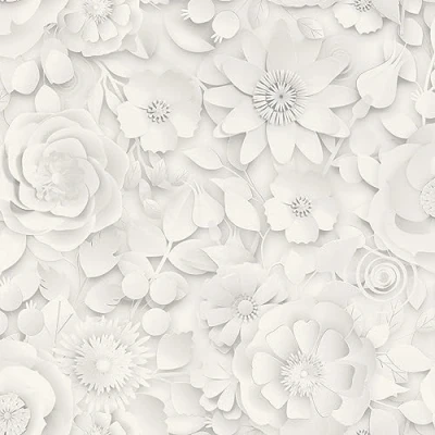 Imagen de Rasch Papel pintado 200225, color blanco y gris con flores en efecto 3D, 10,05 m x 0,53 (largo ancho)