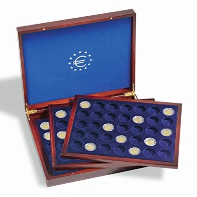 Imagen de Leuchtturm 303369 Estuche para 105 Monedas conmemorativas y de colección 2 Euro en cápsulas con 3 Insertos
