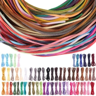 Imagen de 60pcs Cordón Cuero para Colgante 60 Colores 1m x 3mm Cuerda de Plano 60m Manualidades Hilo Hacer Pulseras Collares Joyas Artesanales