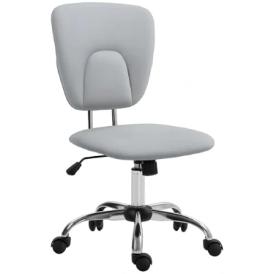 Imagen de Vinsetto Silla de Oficina sin Reposabrazos Escritorio Juveniles con Altura Ajustable y Función Inclinación Carga 120 kg 50x54x87,5 96,5 cm Gris Claro