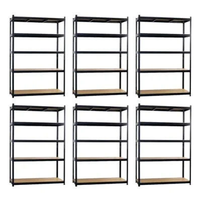 Imagen de THINIA HOME Pack 6 Estanterías Modulares Metálicas con 5 Baldas 1250kg 120x60x180cm