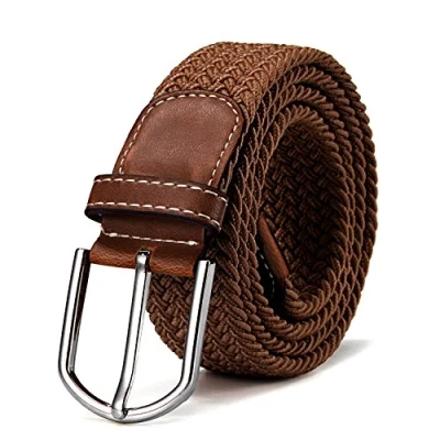 Imagen de DonDon Cinturón trenzado extensible y elástico para hombres mujeres de 100 cm a 130 longitud bayo