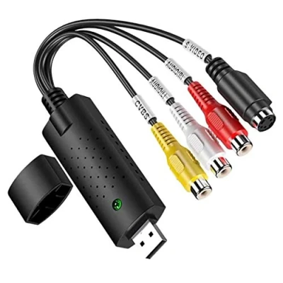 Imagen de GLER Convertidor VHS a digital, adaptador de video USB 2.0 con captura audio, compatible NTSC, PAL, SECAM, tarjeta audio para Windows 2000, XP/Vista